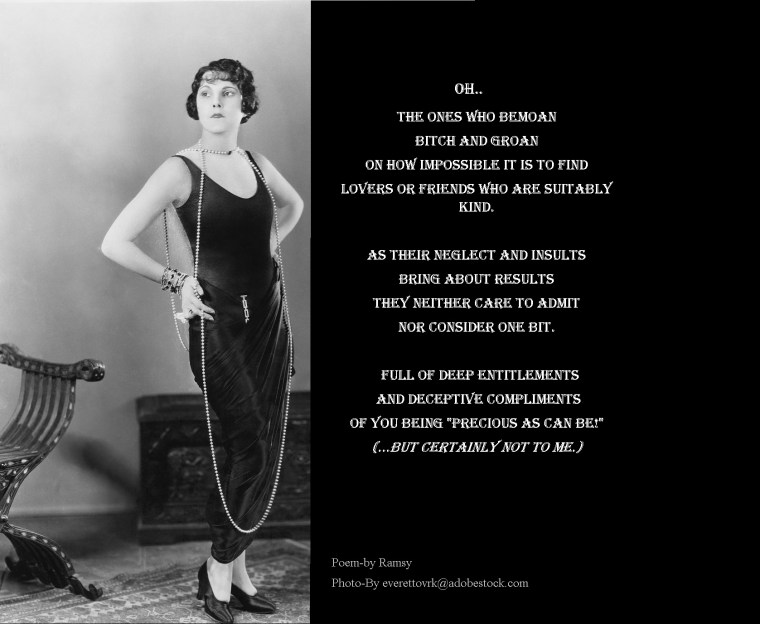 Portrait of woman wearing very long necklace