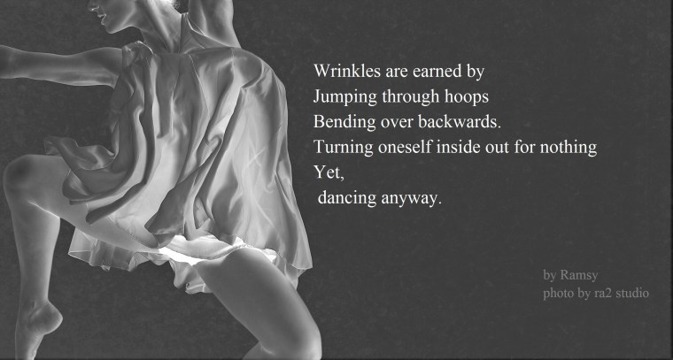 Modern ballet dancer performing art jump with empty background