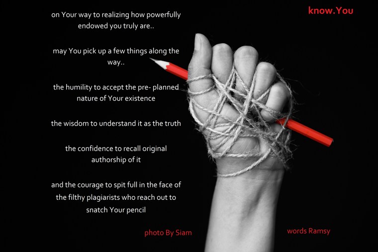 Hand with red pencil tied with rope, depicting the idea of freedom of the press or freedom of expression on dark background in low key. international human rights day concept.