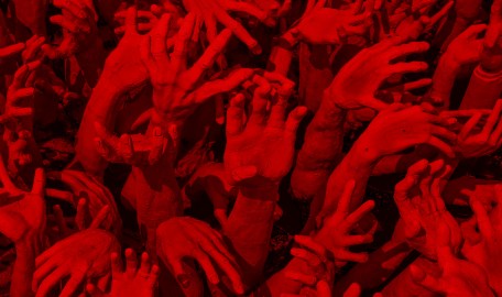 Hands reaching out from hell.