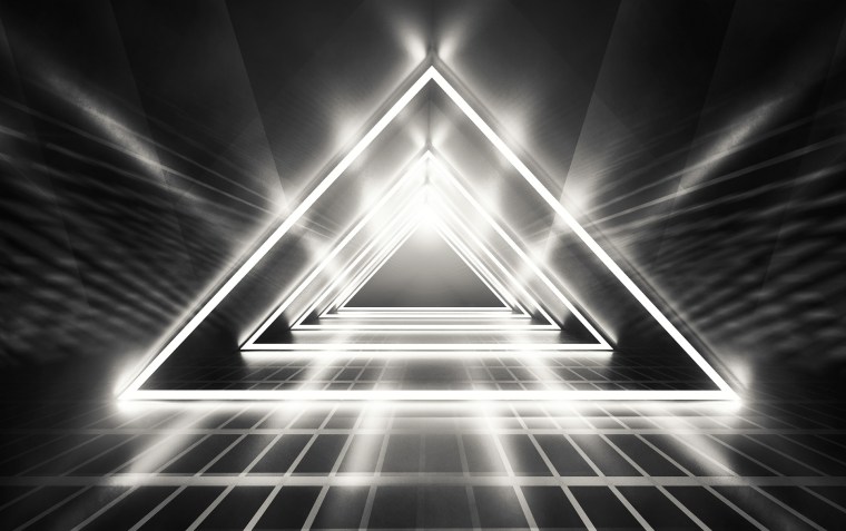 Empty background scene. Dark reflection of the street on wet asphalt. Rays of neon light in the dark, smoke. Background of an empty stage show. Abstract dark background.